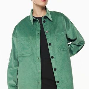 Aritzia Babaton Aqua Green Corduroy Shirt